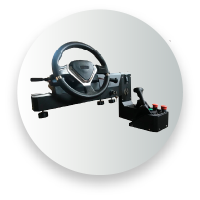 Racing simulator steering wheel and gear shifter setup