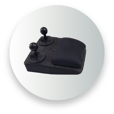 dual joystick controller with a cushion rest