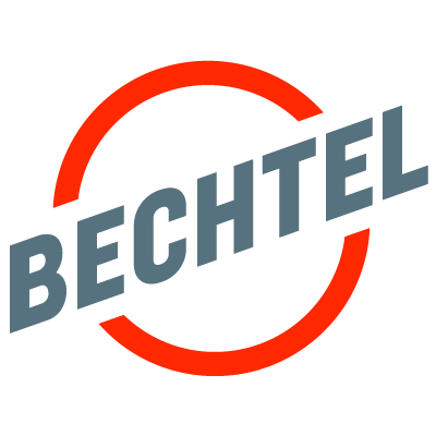 Bechtel logo featuring gray text on a red circle.