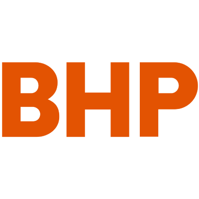 BHP logo in orange letters on a plain background.