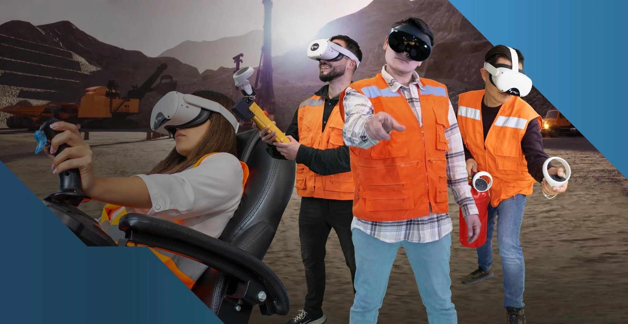 Four workers training with VR devices