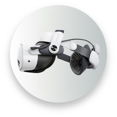 VR headset with straps and adjustment dial