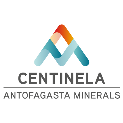 Centinela Antofagasta Minerals logo with stylized 'M' design in gradient colors.